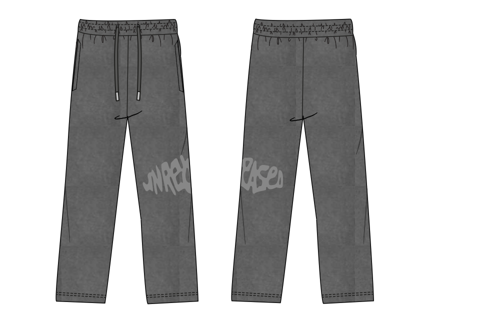 WASHED-OUT GREY TRACKSUIT BOTTOMS WITH LOGO PATCH ON THE LEG