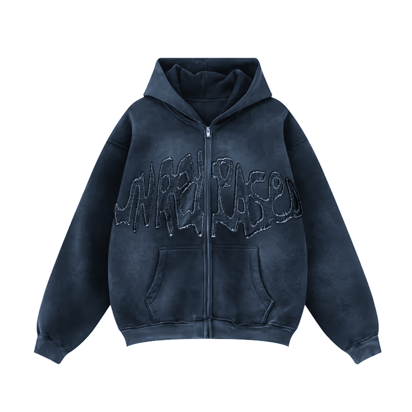 DISTRESSED LOGO ZIP HOODIE